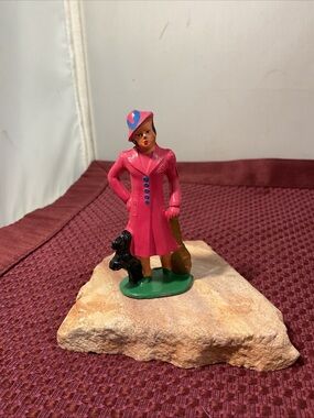 Vintage Barclay Lady and dog in lead